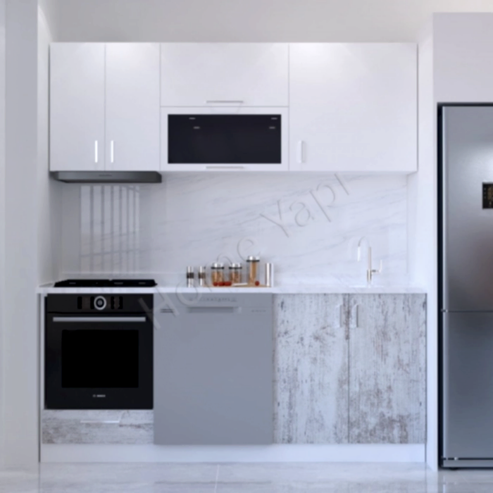 Mutfak Dolabı 200 cm Karbeyaz Tezgah Dahildir