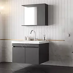 Banyo Dolabı 80 cm Alvit Antrasit Full Mdf resim 1