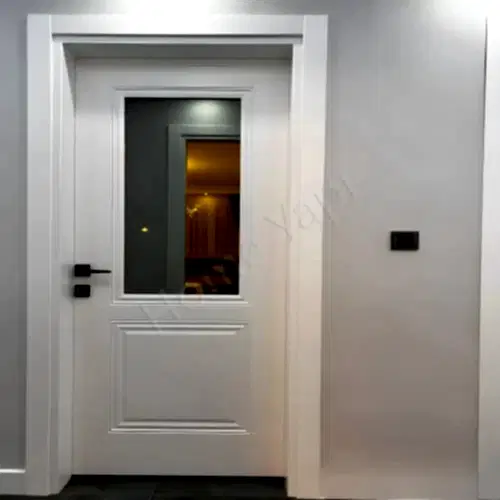 Melamin Kapı 2 Göbekli Yarım Camlı +Aksesuar Dahil