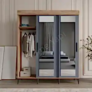 Gardrop Sürgülü 4 Kapak 2 Çekmece Antrasit resim 3