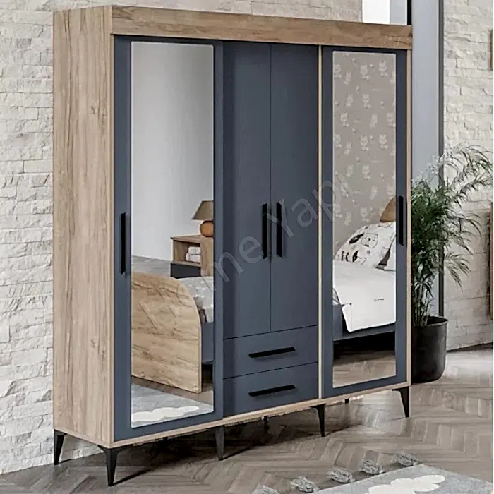 Gardrop Sürgülü 4 Kapak 2 Çekmece Antrasit