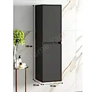 Banyo Boy Dolabı Antrasit Kulpsuz 35 cm Full Mdf resim 3