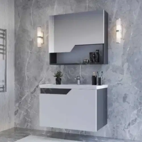 Banyo Dolabı 80 cm Alvit Napoli Beyaz Full Mdf