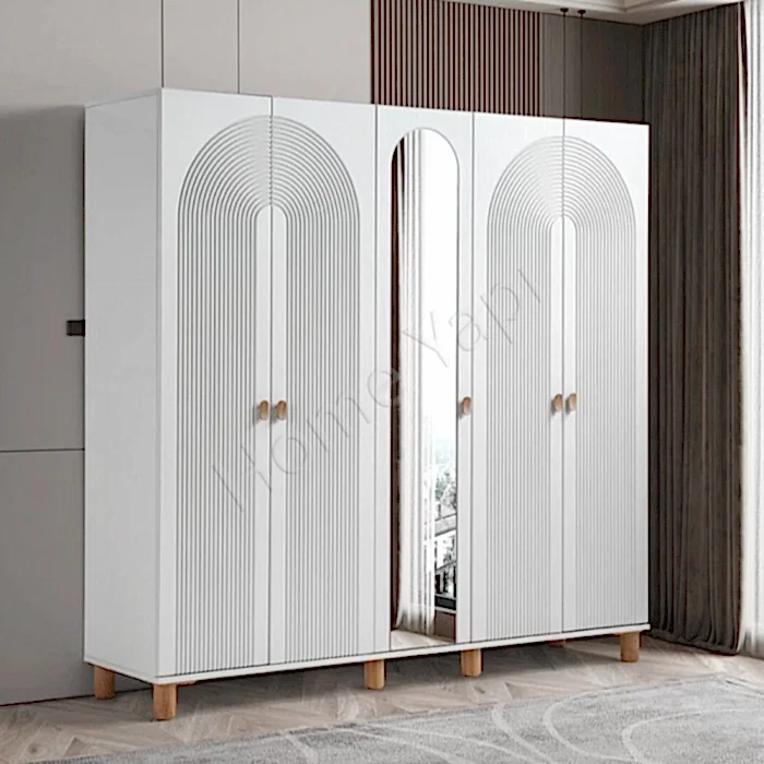 Gardrop Elbise Dolabı 6 Kapak Membran Beyaz