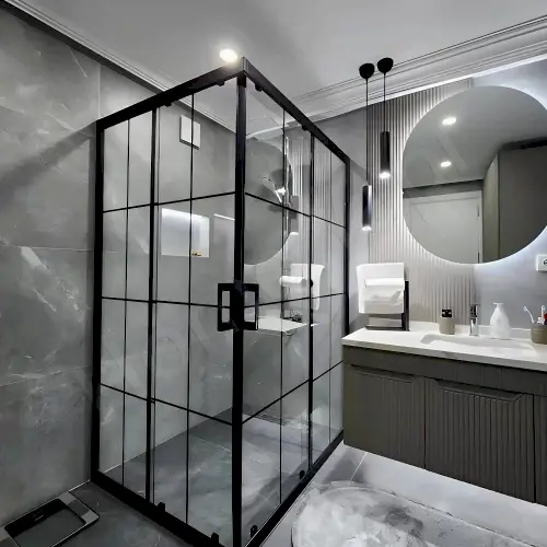 Duşakabin 6mm Tamperli Antrasit 90×90 cm