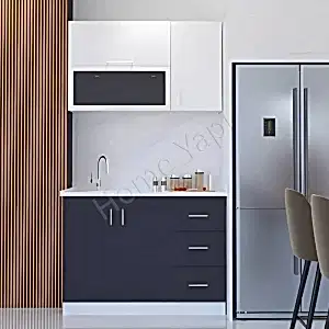 Mutfak Dolabı 120 cm Hazır Antrasit Tezgah Dahil resim 2